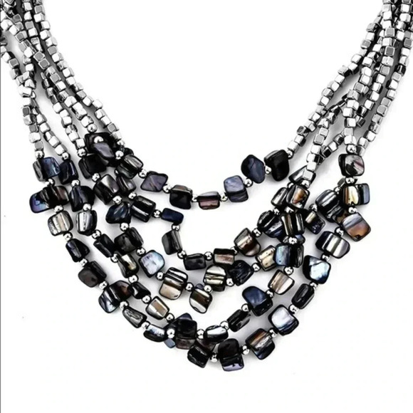 Black Silver Gray Stainless Steel Wire Seed Bead Necklace Bracelet Earring Set - Picture 3 of 6